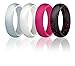 ROQ Silicone Wedding Ring for Women, Affordable Silicone Rubber Wedding Bands - White, Black with Glitter Sparkle Pink, Pink, Metal Look Silver - Size 7