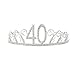 40th Birthday Silver Tiara with Black & Pink Satin Glitter Sash Saying 40 & Fabulous, Luxurious Party Supplies, Costume, Decoration, Gift for Any Woman