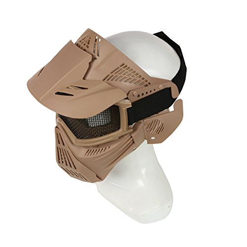Paintball Masks,YASHALY Adjustable CS Military Tactical Gear Full Face Airsoft Mask with Mesh Eye Protection for Shooting Hunting Cycling Motorcycle (Tan)