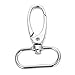 Pack of 20 Pcs Large Size Metal 1.8 inch Lobster Clasps Swivel Trigger Clips Snap with 1 inch Oval Ring Silvery Curved Ring (1 inch)