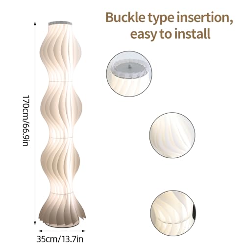 Vrygle Floor Lamp Living Room Acrylic LED 3 Temperatures Colour 170 cm | 3 Color Temperature LED Strip Light 3000K/4000K/6000K Unique Artistic Design for Living Room Bedroom Office White