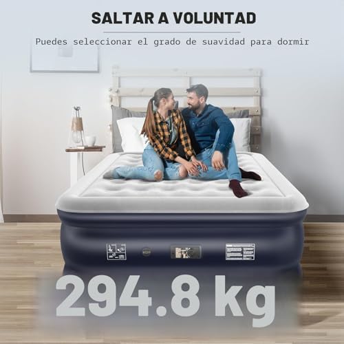 Colchón Hinchable Matrimonio con Bomba Incorporada, 195x137x46cm