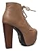 Speed Limit 98 ROSA Designer Inspired Lita Style Chunky High Heel Lace Up Ankle Boot Bootie, Taupe PU-rosa, 9 B(M) US