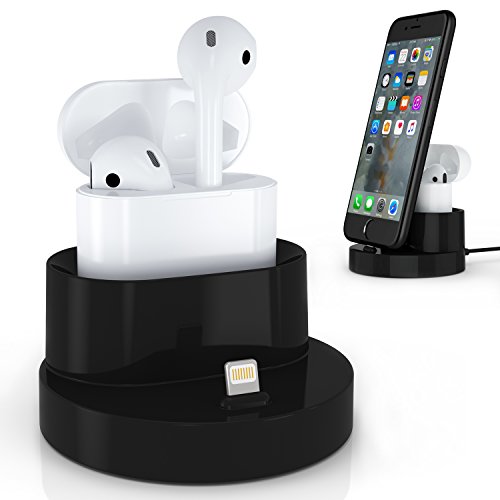 AirPods Charging Dock,XIEMIN Replacement Apple Charger Station Charging Stand for AirPods Wireless Bluetooth Headphone Case and iPhone 7/7 Plus/6s/6s Plus/6/6 Plus/ 5/5s/ SE