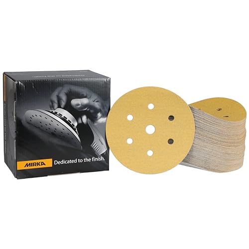 Mirka Gold Universal-Schleifpapier Ø 150mm Klett 7-Loch, Korn P100, 100 Stk/Zum Schleifen von Gips, Spachtel, Spanplatten, Holz, Lack