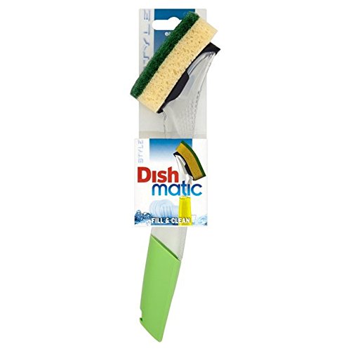 Dishmatic Fillable Washing Up Brush with Heavy Duty Sponge