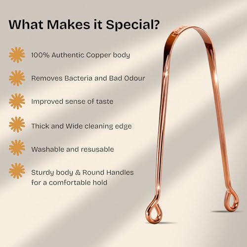 Equater Pure Copper Tongue Cleaner for Adults | Tongue Scraper for Oral Care & Bad Breath | Ayurvedic Tongue Cleaner | Pack of 2 | Made from Pure Copper for Daily Oral Care