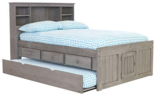 Discovery World Furniture Charcoal Full Bookcase Bed with 3 Drawers and Trundle