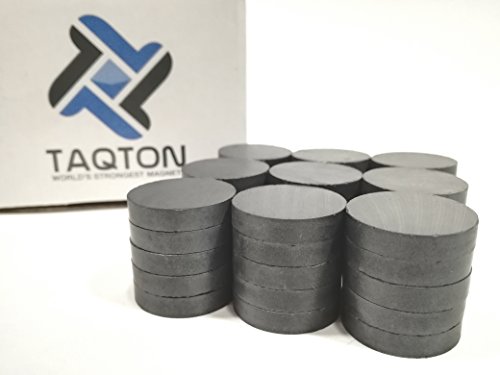 TAQTON Small Ceramic Craft Magnets - 50 pcs. 1" x 0.16" Thick. Industrial Strength Craft Magnets, Ferrite Disc Magnets. - Thumbnail 6