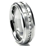 7mm Titanium Channel Setting Cubic Zirconia Men's Eternity Band