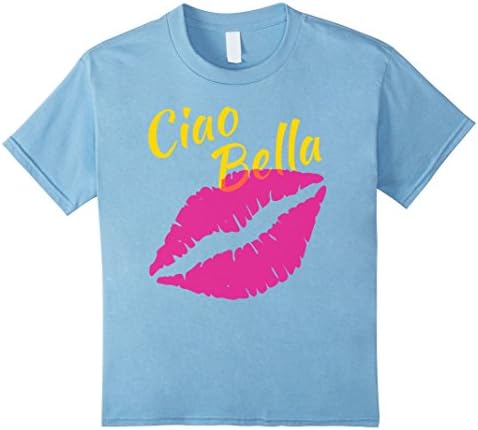 Kids Ciao Bella T Shirt - Fun Girls Italian Tee Great Gift 10 Baby Blue
