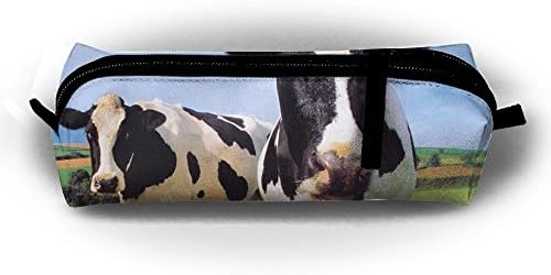 TGDFDSDF89 Two Holstein Cows Standing In Grass Farm Pencil Pen Case Bag Stationery Pouch Bag For Kids,School Student Stationery Office Supplies