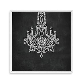 Framed Canvas Wall Art for Living Room, Bedroom Chandelier Silhouette XII Canvas Prints for Home Decoration Ready to Hang - 16x16 inches