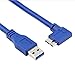 Bluwee SuperSpeed USB 3.0 Cable - Type A Male to Right Angle Micro-B Cord - 2 Feet(0.6 Meters) - Round Blue