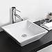 KES Bathroom Square Porcelain Vessel Sink Above Counter White Countertop Bowl Sink for Lavatory Vanity Cabinet Contemporary Style, BVS111…