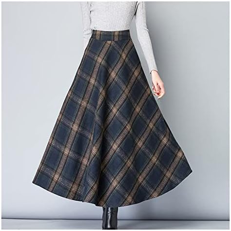 JJYPT High Waist Plaid Woolen Skirts 