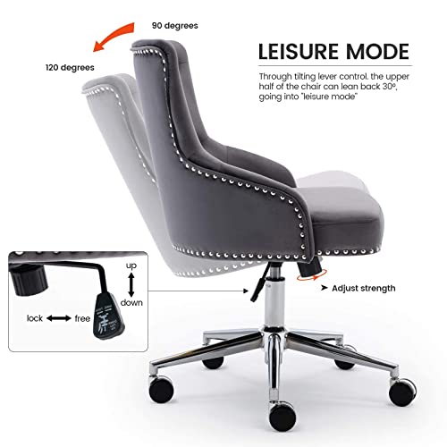 DMF Home Office Chair with High Back, Modern Design Tufted Velvet Desk