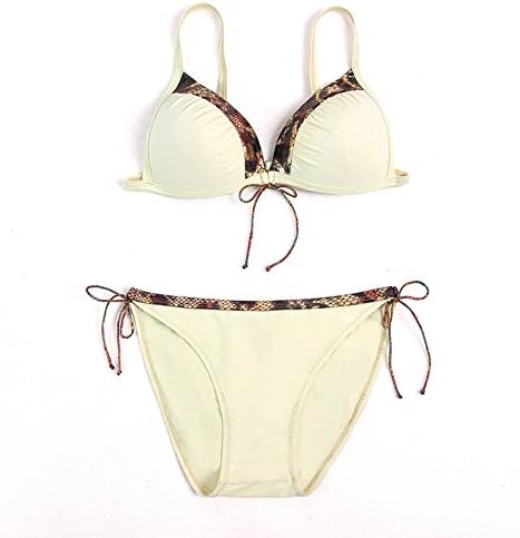 Assong Women's Sexy Snakeskin Animal Print Triangle Bikini Swimsuit Set White