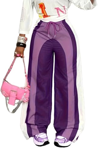 EHYFFYH Women's Y2K Wide Straight Leg Oversized Sweatpants with Pockets Blue Green Yellow at Amazon