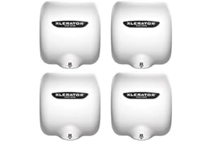XLERATOR XL-BW 1.1N High Speed Automatic Commercial Hand Dryer, White Thermoset BMC Cover, GreenSpec Listed, LEED Credits, Heat and Sound Options, Noise Reduction Nozzle 110/120V 12.2 Amps (4 Pack)