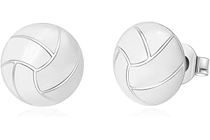 SMILELIFE Sterling Silver Sports Earrings, Hypoallergenic Soccer, Volleyball, Football, Basketball, Baseball Stud Earrings for Women Mom Player Fans