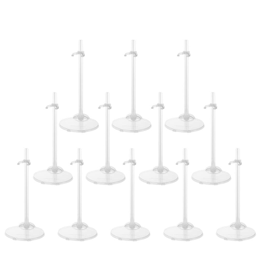 DEARMAMY 15Pcs White Doll Stands Transparent Stand Support Dolls Display Holder Plastic Display Stands Holders Kids Toys Accessories for Dolls