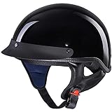 AHR Motorcycle Half Face Helmet DOT Approved Bike Cruiser Chopper High Gloss Black XL