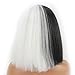 WeKen Halloween Wig Women Short Bob Kinky Straight Full Bangs Synthetic Black and White