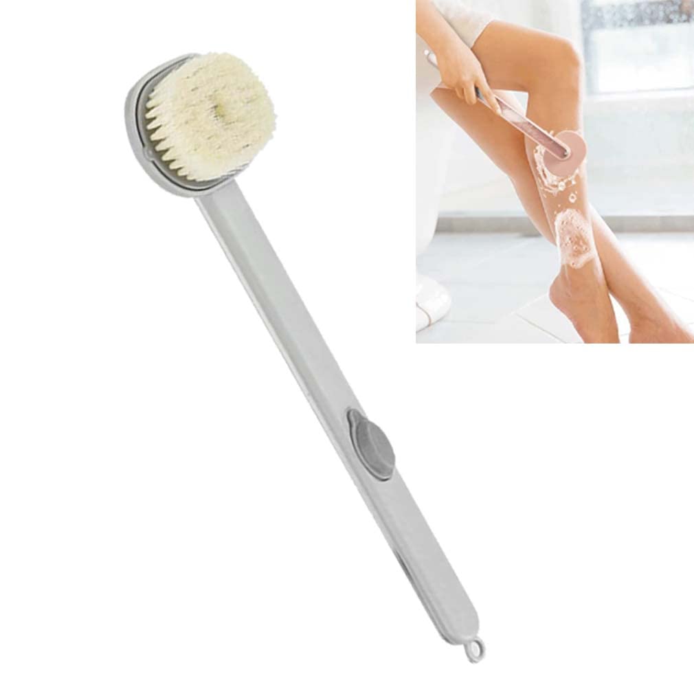 Long Handle Liquid Bath Brush,Detachable Back Body Bath Shower Sponge Scrubber Brushes with Built-in Shower Gel Reservoir,Deep Cleaning Tool Body Brush for Exfoliating Skin (Grey)