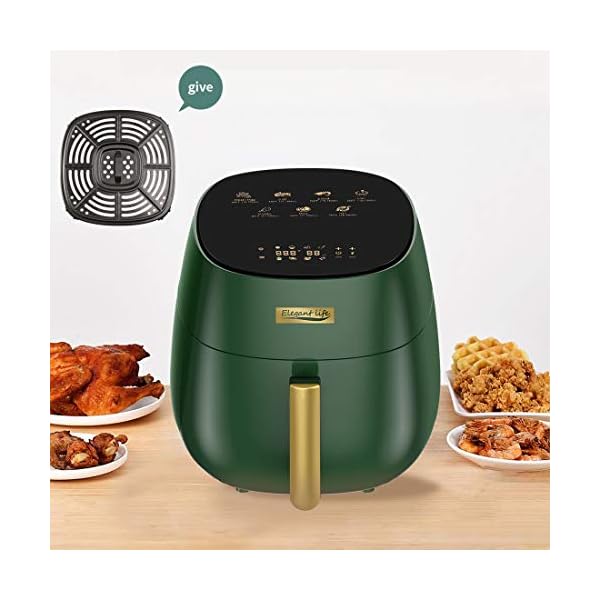 Elegant-Life-45-L-Air-Fryer-Oil-Free-7-in-1-with-Recipes-Cookbook-1400W-LCD-Touchscreen-Air-Oven-Cooker-Oil-Free-Hot-Cooker-BPAPFOA-Free Elegant Life 4.5 L Air Fryer Oil Free 7 in 1 with Recipes Cookbook, 1400W LCD Touchscreen Air Oven Cooker, Oil Free Hot Cooker, BPA&PFOA Free