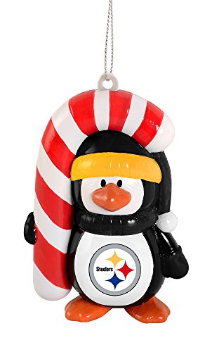 NFL Pittsburgh Steelers Big Penguin with Candy Cane Ornament