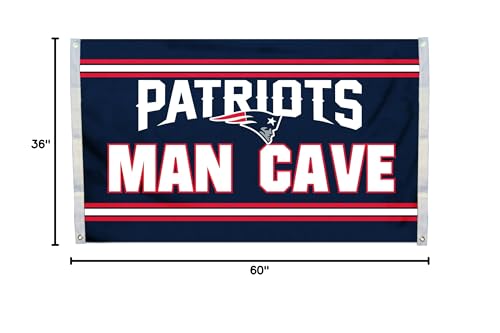 Fremont Die NFL New England Patriots 3\' x 5\' Flag with Grommets, 3 x 5-Foot, Man Cave