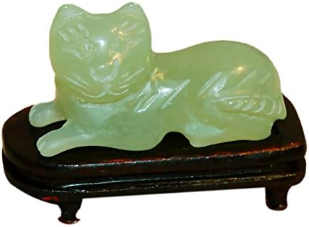 Jade Market Hong Kong Vintage Chinese Figurine Jade Cat Laying Down - Large