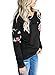 Dokotoo Womens Ladies Cotton Crewneck Casual Winter Long Sleeve Floral Print Tunics Sweatshirt Blouses Tops T Shirt Black Medium