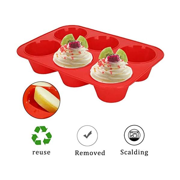 kuou 2 Pack Large Deep Muffin Tray, 12 Cup Silicone Muffins Pan, Non-Stick Cupcake Baking Tin Baking Mould Bakeware…