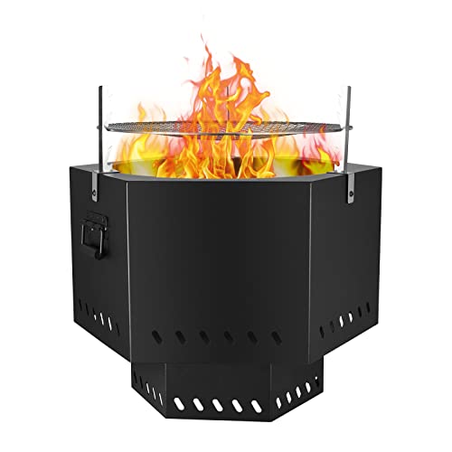 Fire Pit Bonfire Stove 21'' Outdoor Smokeless Wood Burning Firepit Wood