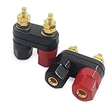 Jabinco 2pcs Gold Plated Insulated Terminal Binding Post Power Amplifier Dual 2-Way Banana Plug Jack