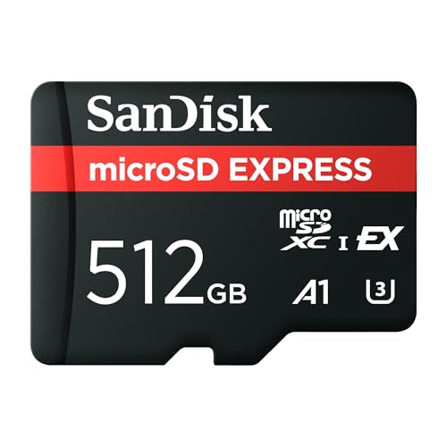 SANDISK microSD Express Speicherkarte 512 GB (5,3K, 4K UHD & RAW-Bildaufnahmen, Lesen bis zu 880 MB/s & Schreiben bis zu 650 MB/s, RescuePRO Deluxe)