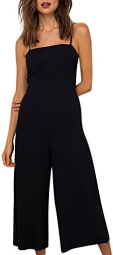 Black Bandeau Wide Leg Jumpsuits Overall for Women Ladies，Lolittas Sexy Harem Culotte Summer Maxi Long Off Shoulder Wrap One Piece Casual Loose Trouser