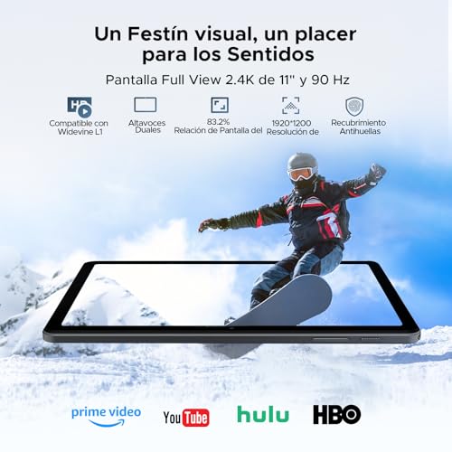 POPUX P11 Pro Tablet Android 16, 2.4K 90Hz Tablet 11 Pulgadas con Gemini AI, 48GB RAM+128GB ROM, Tablets T7250 Octa-Core, 13MP+5MP, 8800mAh, 5G WiFi, Auriculares, Tablets con Teclado&Lapiz, Negro