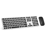 Rechargeable Wireless Keyboard Mouse, Jelly Comb KM034 Aluminium Alloy 2.4GHz Full Size Wireless Keyboard and Mouse Combo for Windows, Laptop, Notebook, PC, Desktop, Computer (Black and Silver)