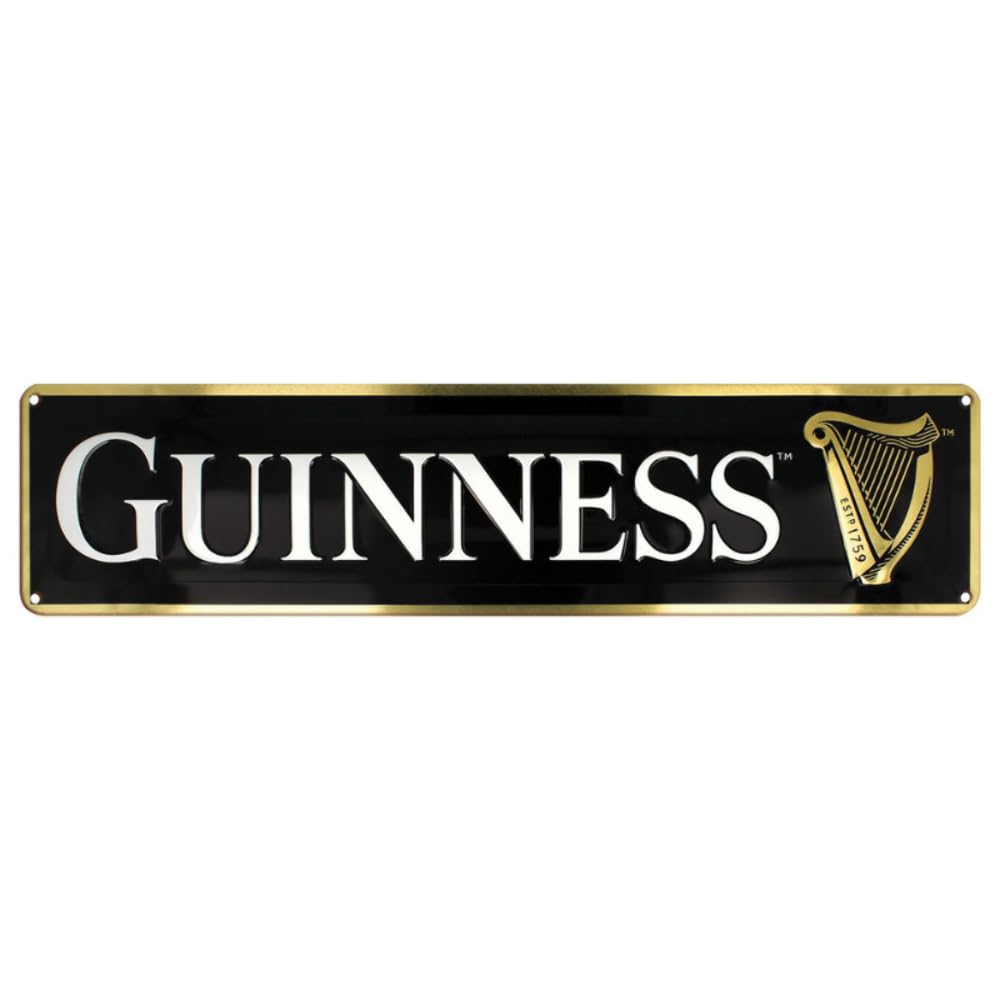 Guinness Harp Landscape Embossed Metal Sign (50cm x 12cm / 20" x 5")