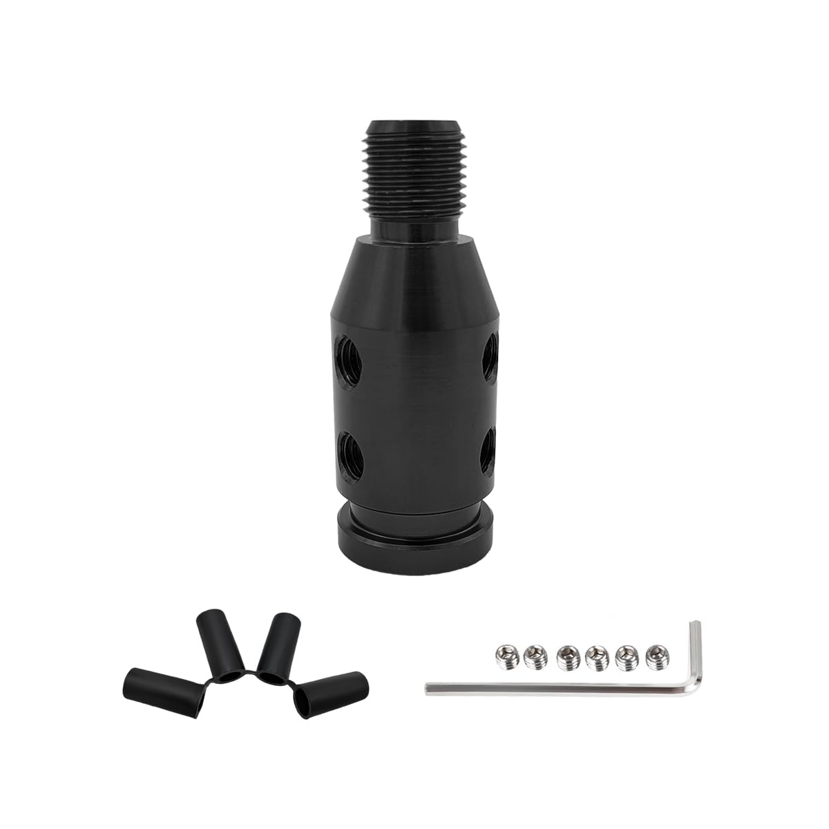 Photo 1 of povtii Universal Gear Shift Knob Adapter, M10×1.5 Aluminum Alloy Shifter Knob Adapter for Non-Threaded Shifters, Shifter Knob Boot Retainer Gear Stick Connector, Car Accessories (Black)