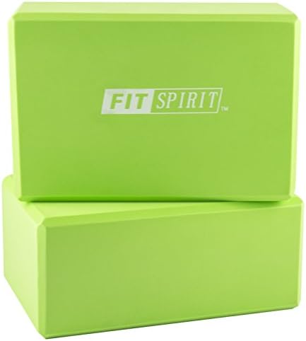 Fit Spirit Set of 2 Green Exercise Yoga Blocks - 9" x 6" x 3"