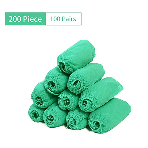 Shoe Covers Disposable Non Slip -200 Piece(100 Pairs), Durable Shoe Covers, Indoor Outdoor Protect Your Home, Floors and Shoes 17 X 38cm(Green)