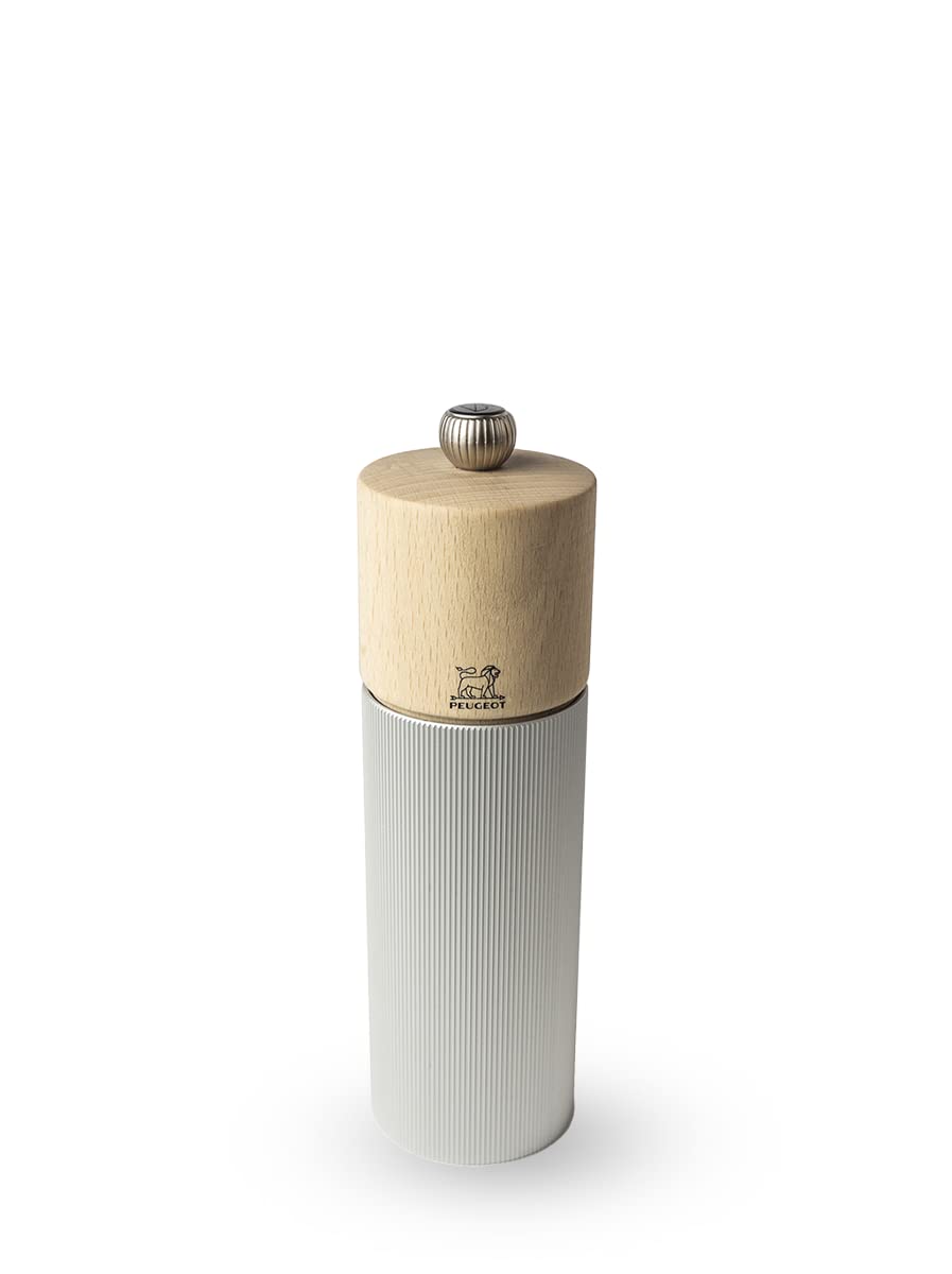 PEUGEOT - Line 18 cm Pepper Mill - Classic Adjustment - Aluminum and PEFC Certified Wood - Made in France - Natural Color