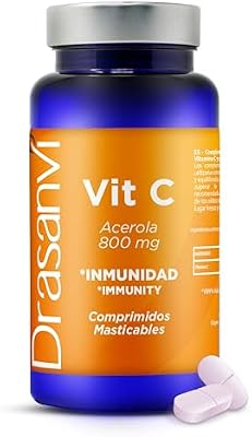 VITAMINA C NATURAL MASTICABLE| Potente Antioxidante| Fundamental para la Síntesis de Colageno| Sistema Nervioso| Vitaminas para el cansancio 800 mg| 60 Comp. Masticables = 60 días