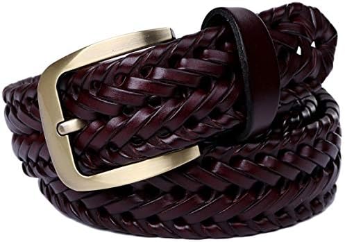 スポンサー プロダクト Crbelte レザー メッシュ ベルト メンズ ビジネス 待望 長さ110cm 本革 編み込み 幅3 5cm デザイン