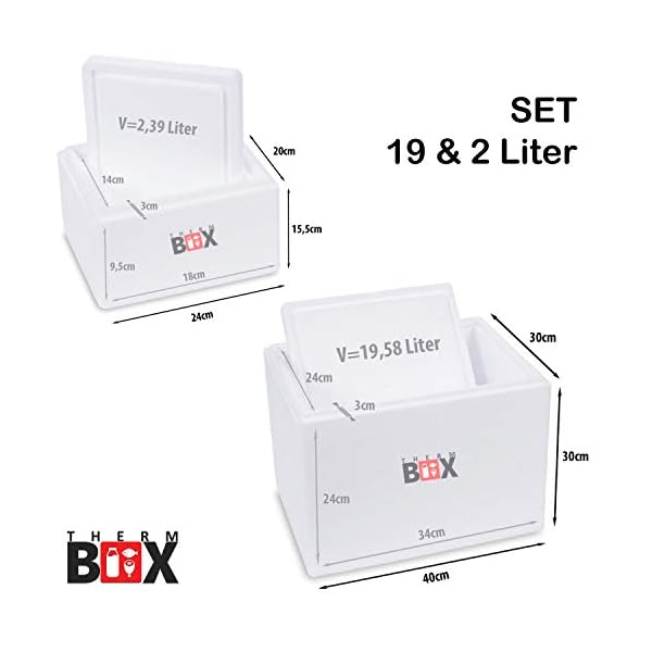 THERM BOX Set XL & S Styroporbox Thermobox für Essen Getränke - Styropor Kühlbox Warmhaltebox Wärmebox Wiederverwendbar – Bild 3
