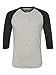 Alternative Men's Raglan 3/4 Sleeve Henley Shirt, Oatmeal/Black, Large